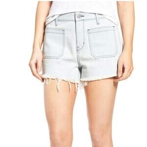 Treasure & Bond Relaxed Boyfriend Frayed Stretch Shorts Bleached Blue Size 26